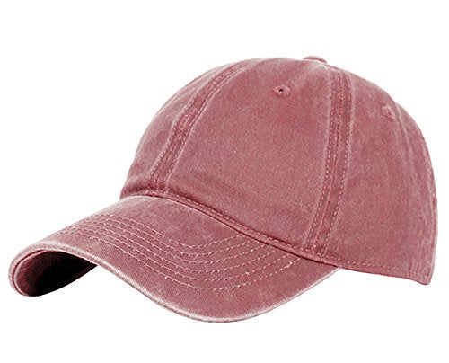 Unisex Baseball Cap Adjustable Washed Dyed Cotton Ball Hat (One Size)