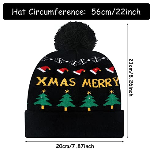 LED Christmas Sweater Beanie Hat for Men/Women