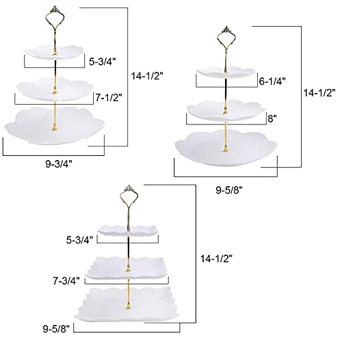 3 Pack of  3 Tiers White Plastic Cupcake/Dessert Stand