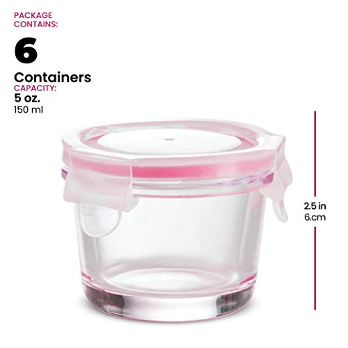 Set of 6-4 Oz Containers w/ Airtight BPA-Free Locking Lids