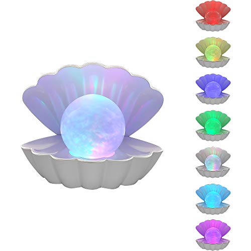 Shell Pearl Beach Themed Night Light, 8 Colors Changing