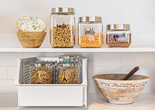 Plastic Stackable Storage Bins for Pantry - 4-Pack