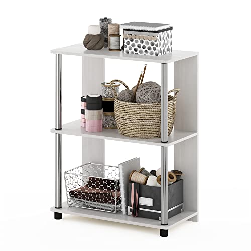 3-Tier Bookcase/Bookshelf/Display Rack w/ Stainless Steel Tubes