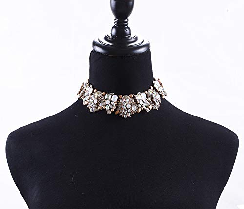 Vintage Chunky Chain Choker Collar Bib Crystal Rhinestone Statement Necklace