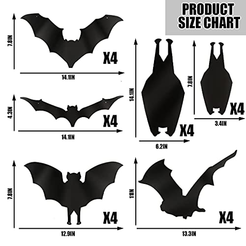 24pcs Halloween Black Large Hanging Bat Decoration Stickers for Halloween Party