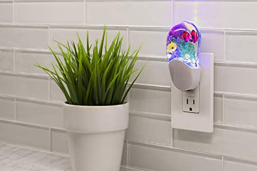 LED Night Light-Plug-in, Color Changing, Light Sensing, Auto On/Off, Features Soothing Oceanic Image of Coral Reef & Clown Fish