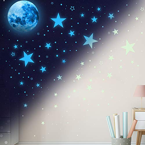 1108 Pcs Glow in The Dark Stars & Moon Wall Decal