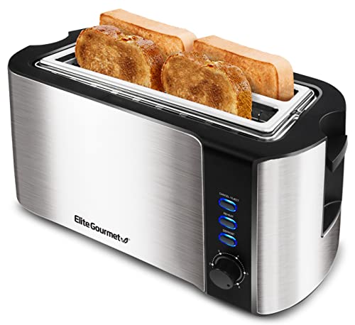 4 Slice Long Slot Toaster, Reheat, 6 Toast Settings, Defrost, Cancel Functions