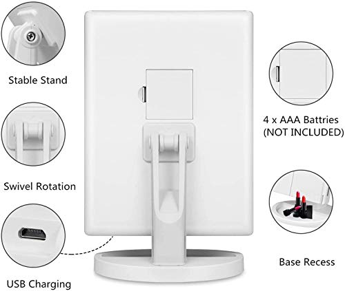 Tri-fold Lighted Vanity Makeup Mirror w/ 3x/2x Magnification, Touch Screen &180 Degree Free Rotation