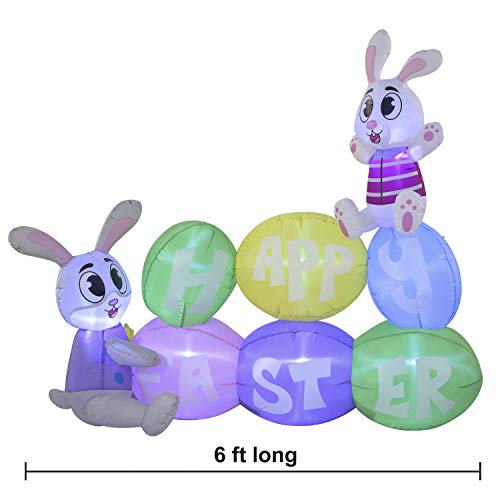 Easter Inflatable Decorations 6 ft Happy Easter Sign  w/ Built-in LEDs