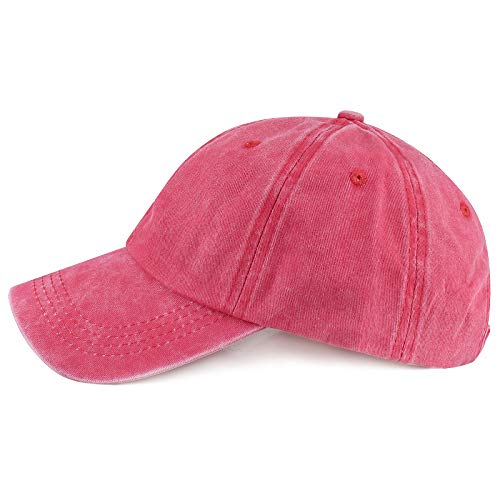 Unisex Baseball Cap Adjustable Washed Dyed Cotton Ball Hat (One Size)