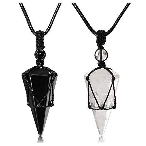 Healing Crystal GemStone Pointed Pendant Necklaces for Men/Women