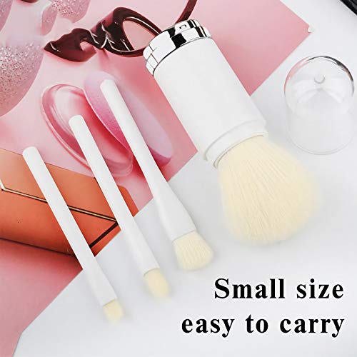 Makeup Brush Set- 4 in 1 Portable Travel Lip, Highlight, Eyeshadow, Foundation Blending & Powder Brush