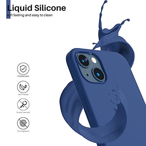 Compatible with iPhone 13 Case 6.1, Slim Liquid Silicone 3 Layers Full Covered Soft Gel Rubber Case Cover