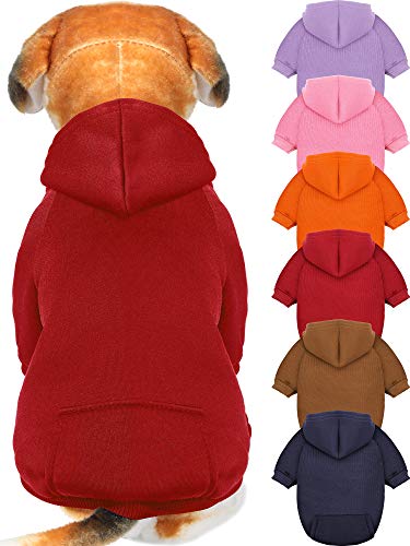 6 Pieces Dog Hoodie s Sweaters w/ Hat, Pet Winter Clothes for Small Dogs Chihuahua