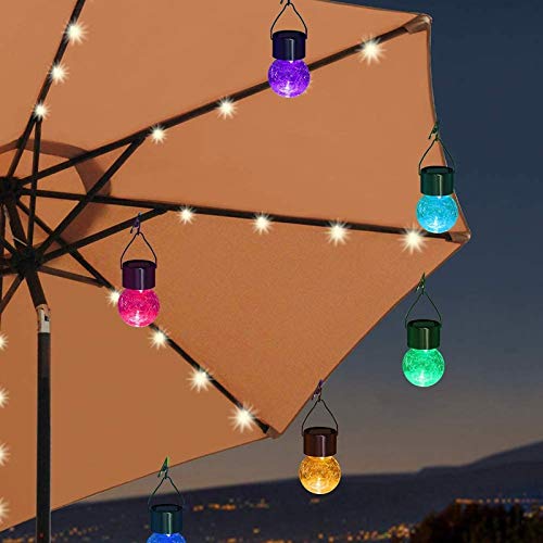 8 Pack Christmas Solar Hanging Ball Lights with Umbrella Clips