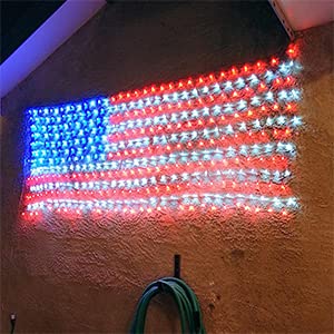 420 LED USA Flag Net Patriotic Lights Hanging Ornaments