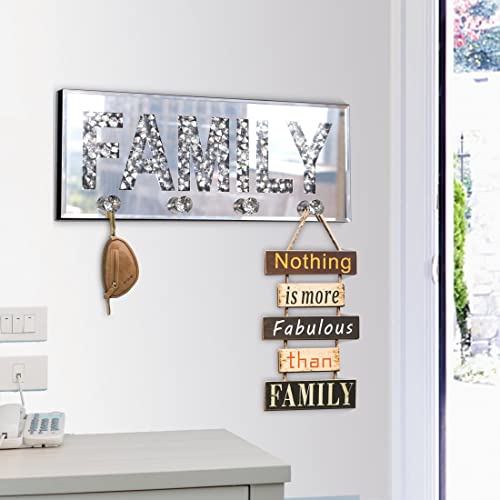 Crush Diamond Mirrored Plaque Sign for Wall Decor & Key Holder