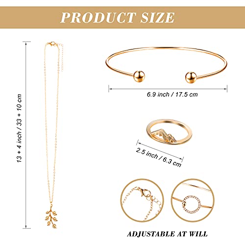 52 Pieces Gold Jewelry Set / Multiple Layered Choker Pendant Necklace Assorted Rings & Bangles for Women