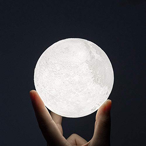 3.5 inch 3D Printing Moon Lamp  w/ Handstand, USB Charging & Touch Control