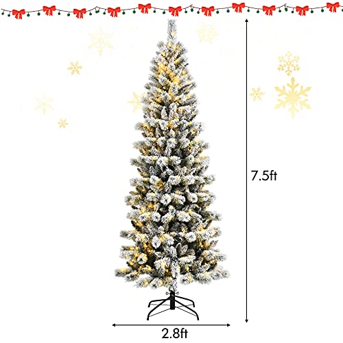 5f/6ft Pre-lit Snow Flocked Christmas Tree Decoration