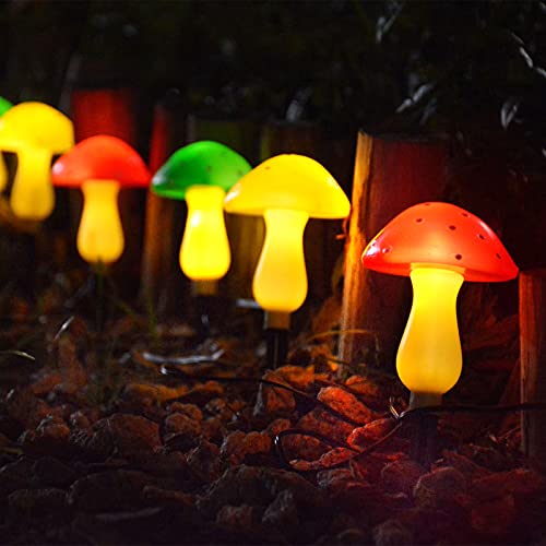 Set of 6 Solar Mushroom Lights Garden Outdoor Decoration