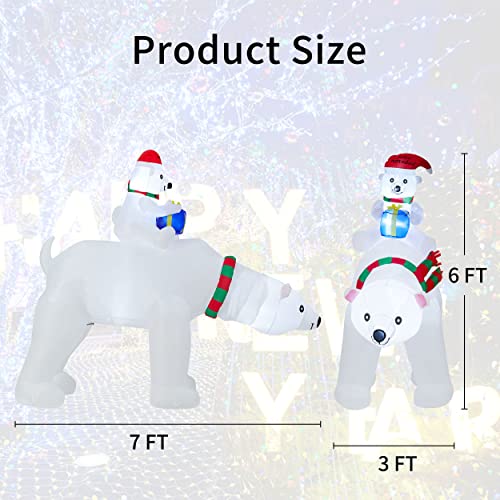 6 FT Christmas Inflatable Polar Bear & Cub with Santa Hat