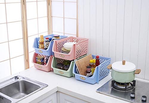 Plastic Stackable Storage Bins for Pantry - 4-Pack