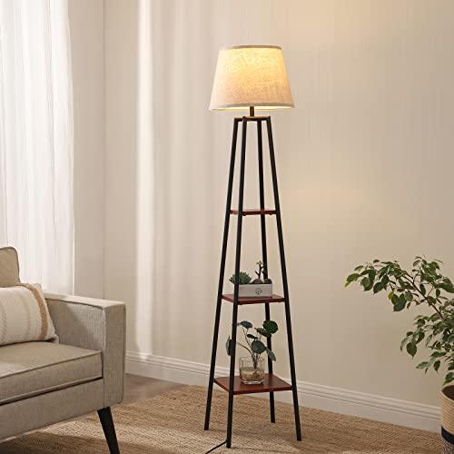 65" Farmhouse Floor Lamp w/ 3 Tiers Shelves