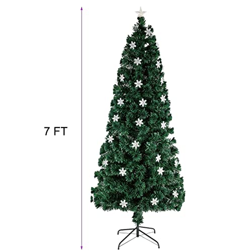 Pre-Lit Optical Fiber Christmas Artificial Tree w/ LED RGB Color Changing Lights