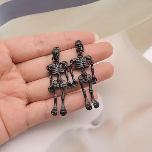 Gothic Skeleton Unique Earrings Punk Human Skull Funny Earrings Ghost Groom Bride Halloween Earrings