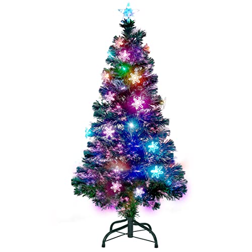 Pre-Lit Optical Fiber Christmas Artificial Tree w/ LED RGB Color Changing Lights