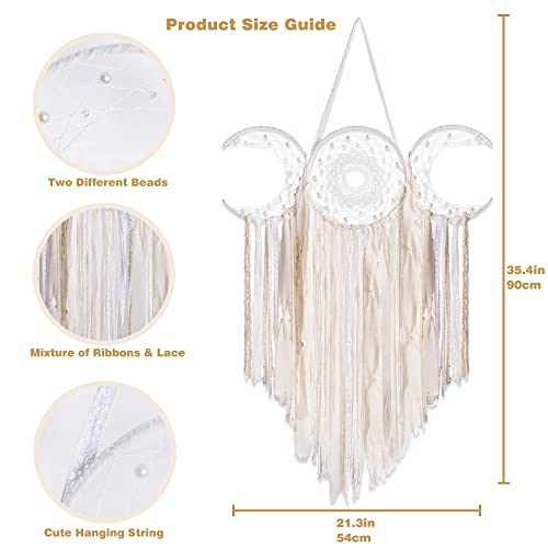 Triple Moon Goddess Dream Catcher, Handmade Unique Home Decoration