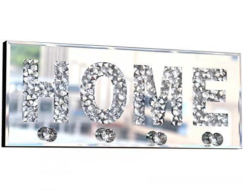 Crush Diamond Mirrored Plaque Sign for Wall Decor & Key Holder