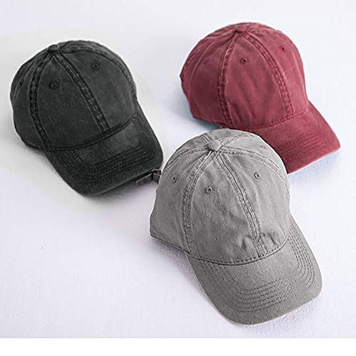 Unisex Baseball Cap Adjustable Washed Dyed Cotton Ball Hat (One Size)