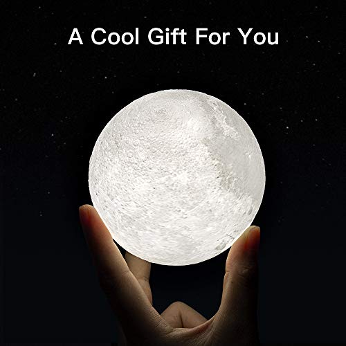 3.5 inch 3D Printing Moon Lamp  w/ Handstand, USB Charging & Touch Control