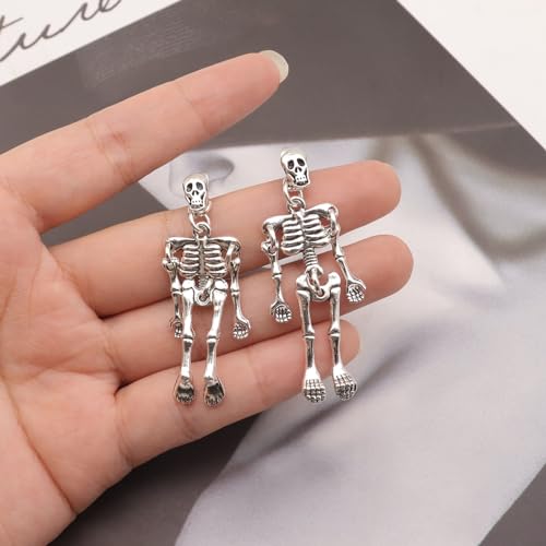 Gothic Skeleton Unique Earrings Punk Human Skull Funny Earrings Ghost Groom Bride Halloween Earrings