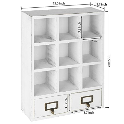 Wall-Mounted Wood Shadow Box Shelf w/ 2 Pull Out Drawers