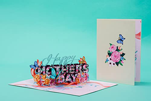 Happy Mothers Day Pop Up Card, 5" x 7" Includes Envelope & Note Tag