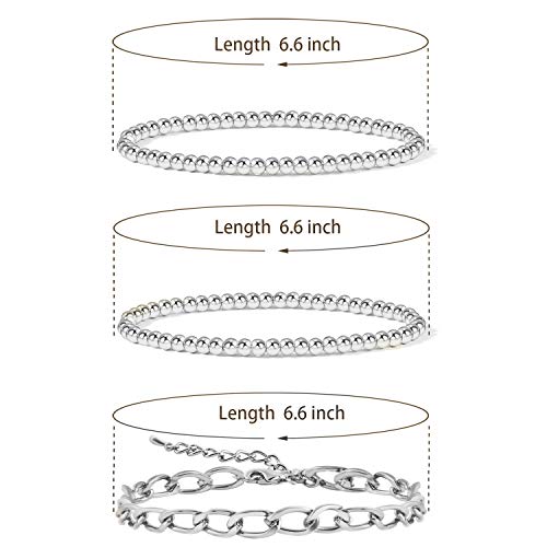 14K Gold Plated Beaded Bracelets for Women -Stretchable & Adjustable