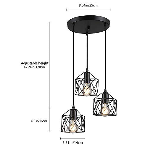 Adjustable Industrial 3-Light Pendant Lighting Fixtures