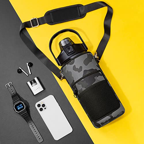 Half Gallon Motivational Water Bottle w/ Sleeve & Strap 64 OZ