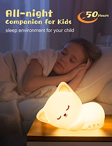 7 Colors Cute Kitty Night Lights for Kids Room & Cat Lovers