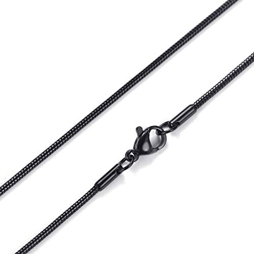 Couples Necklace Silver & Black Stainless Steel Bar Pendant Chain, Unisex