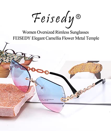 Classic Rimless Sunglasses for Women Metal Frame Diamond Cutting Lens