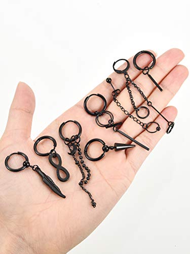 12 Pieces Hoop Dangle Earrings For Men