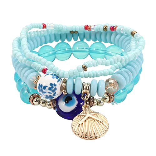 4/2 Sets Bohemia Evil Eye Beads Bracelets for Women