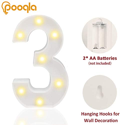 Decorative Led Light Up Numbers -White Plastic Marquee Numbers Battery Operated