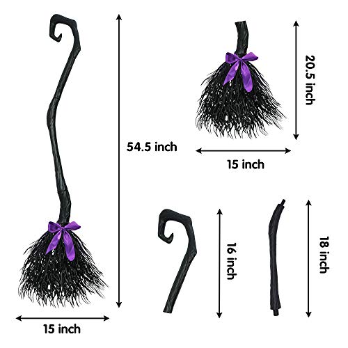 54.5'' Witch Broom w/ Ribbons for Kids Halloween Wicked Witches Broomstick