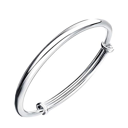 Solid 925 Sterling Bangle Bracelet, Silver, (9inch)